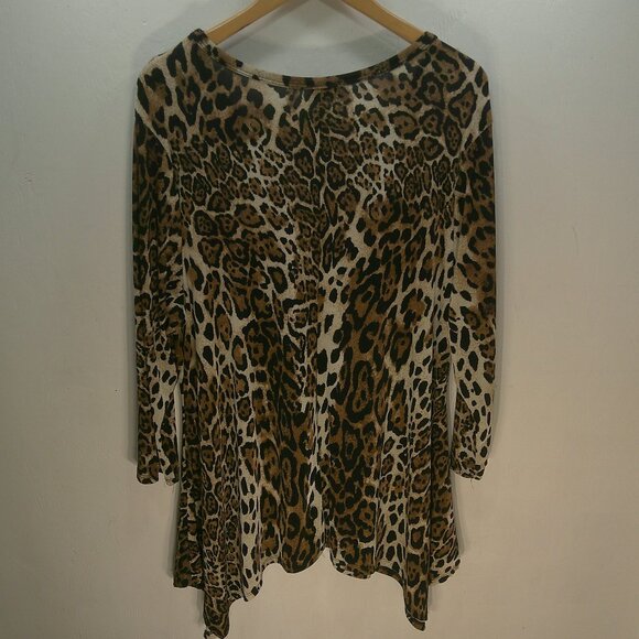 Jostar USA Classic Leopard Stretchy Long Sleeve Comfort Relaxed Fit Tunic SZ XL - Picture 3 of 4